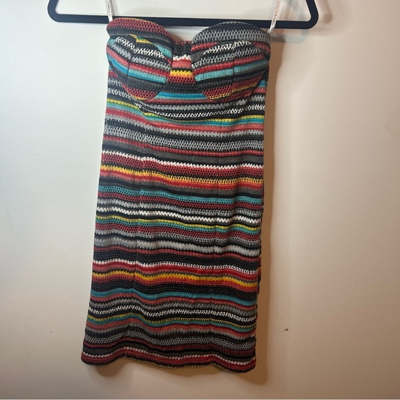 THE CLOTHING CO. Size s, full zipper back, built in bra. Multi coloured dress - Picture 1 of 8